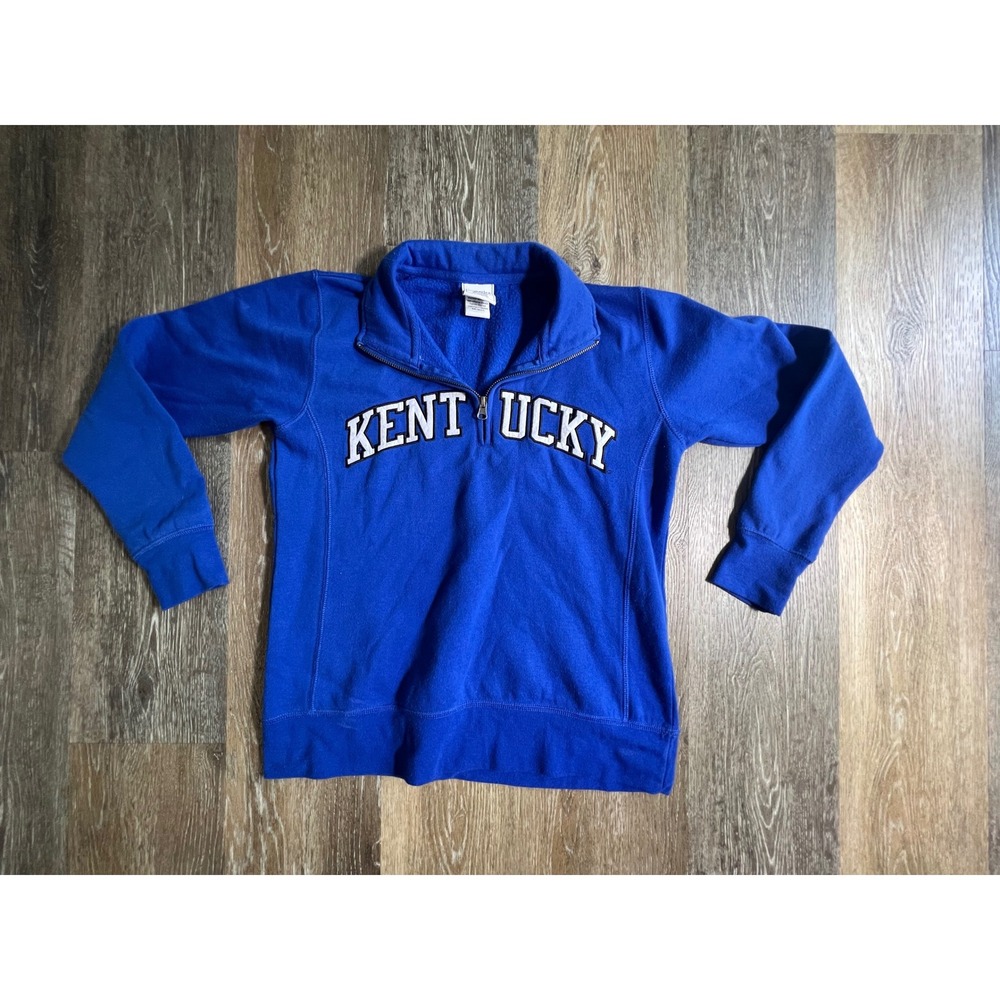 J. America Kentucky Pullover Women S Blue Quarter Zip Sweatshirt‎ Spellout
